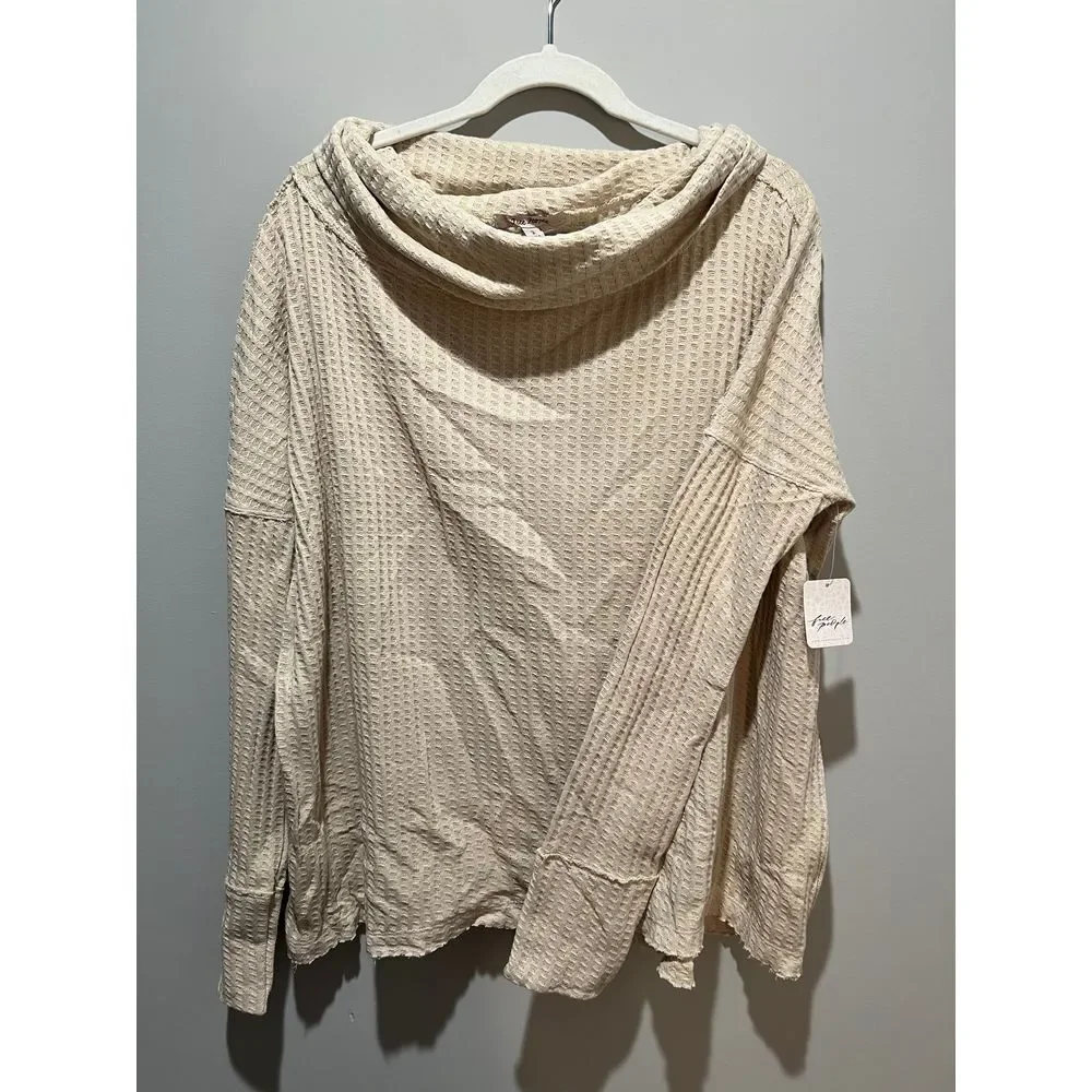 Free People Womens S Long Stone Cold Split Back Long Sleeve MSRP $88‎ 100%Cotton
